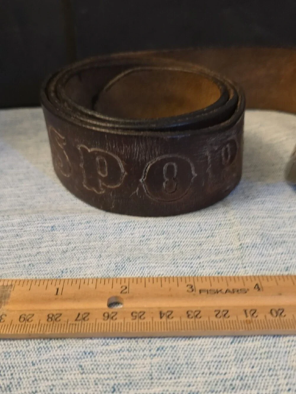 Vintage Brown Leather Belt with Brass Masonic Buckle Sportster